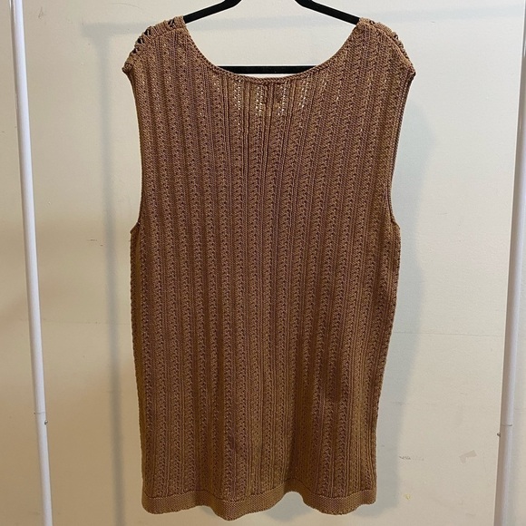 Anne Klein Plus Sz 3X 100% Cotton Cable Knit Vest Preppy Academia Old Money EUC - Picture 2 of 9